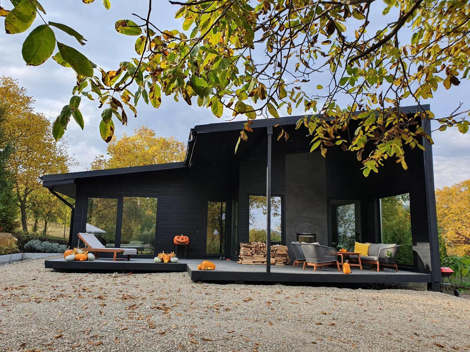Black Walnut House With Indoor Outdoor Fireplace Izvoarele  Exterior photo